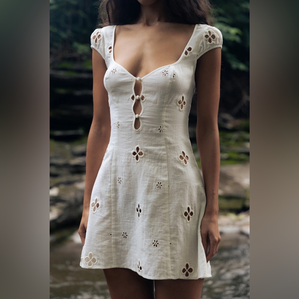 Maria Micro Mini Dress in Leite